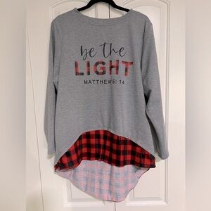 088. “Be the Light Matthew 5:14” Gray Christmas Sweater M